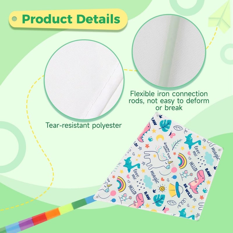B bangcool DIY Kids Kite Blank Kites Making Painting White Paper Blank Kites with Swivel Line for Kids Outdoor Park Beach Grassland Activities (10PCS) - Image 5